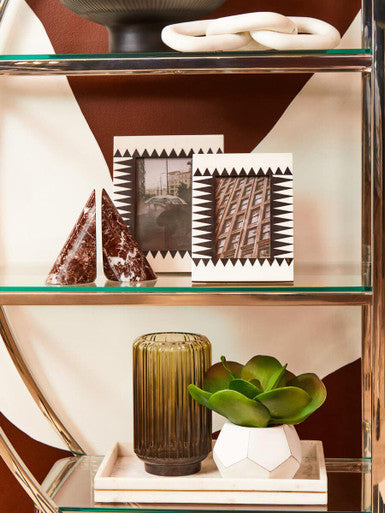 Chima Small Grey Ribbed Glass Vase