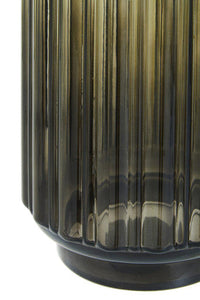 Chima Small Grey Ribbed Glass Vase