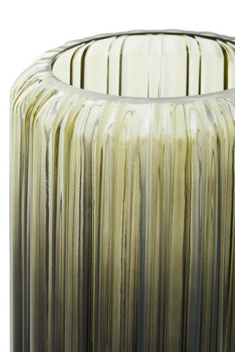 Chima Small Grey Ribbed Glass Vase