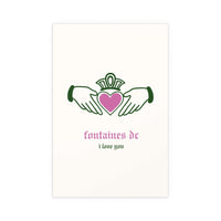 Fontaines DC - I Love You - Irish Claddagh (Off-white + Green + Pink)