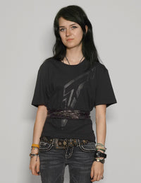 ST Lined Logo Tie-Tee in Black with Black & Gold Tie
