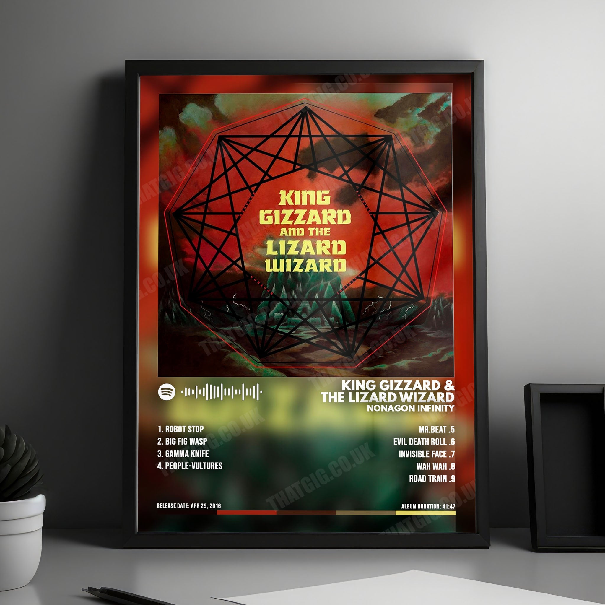 King Gizzard & The Lizard Wizard "Nonagon Infinity" Album Cover Poster - with Complete Tracklist