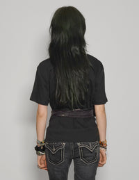 ST Lined Logo Tie-Tee in Black with Black & Gold Tie