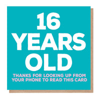 16 Years Old Birthday Card