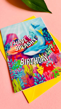Whale Handmade Birthday Card- Cute Greetings Cards