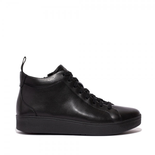 FitFlop RALLY LEATHER HIGH-TOP Womens Trainers Black
