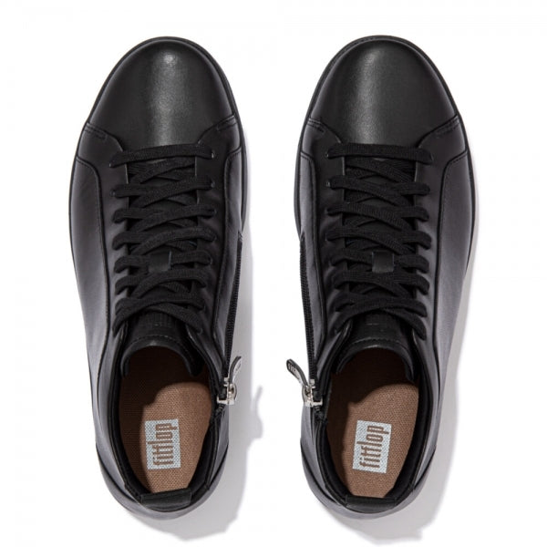 FitFlop RALLY LEATHER HIGH-TOP Womens Trainers Black