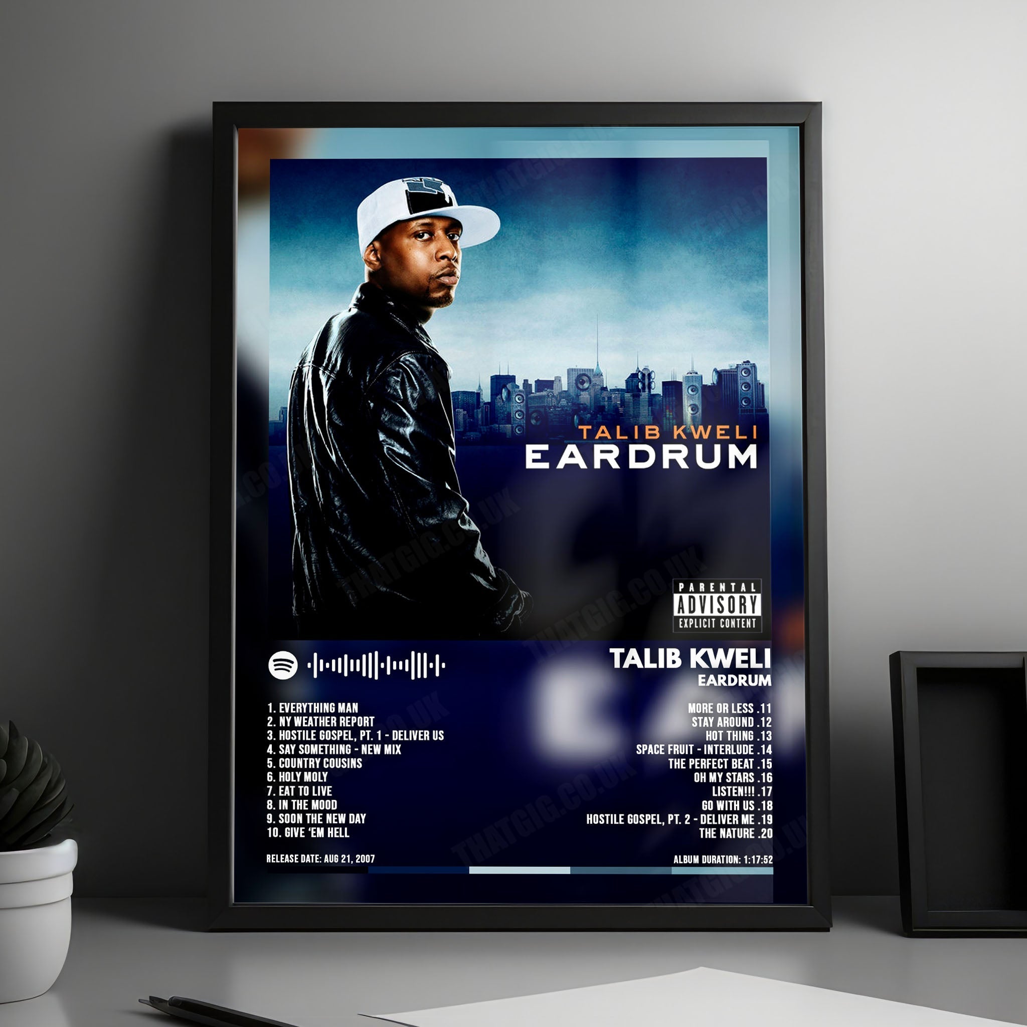 Talib Kweli "Eardrum" Album Cover Poster - with Complete Tracklist
