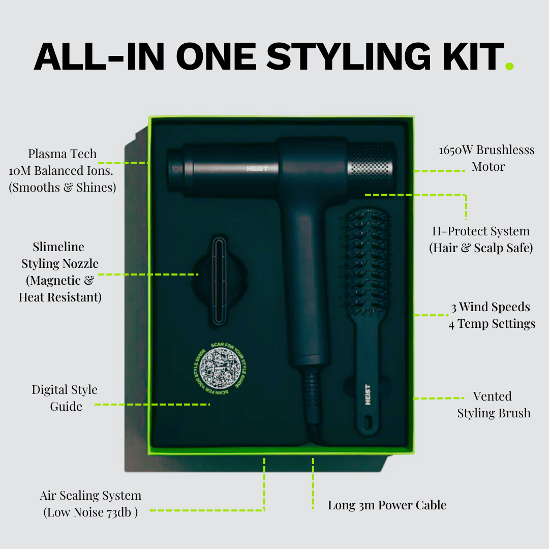 Men's Smart Hair Dryer & Styler | All in One Kit | Heist 3.0