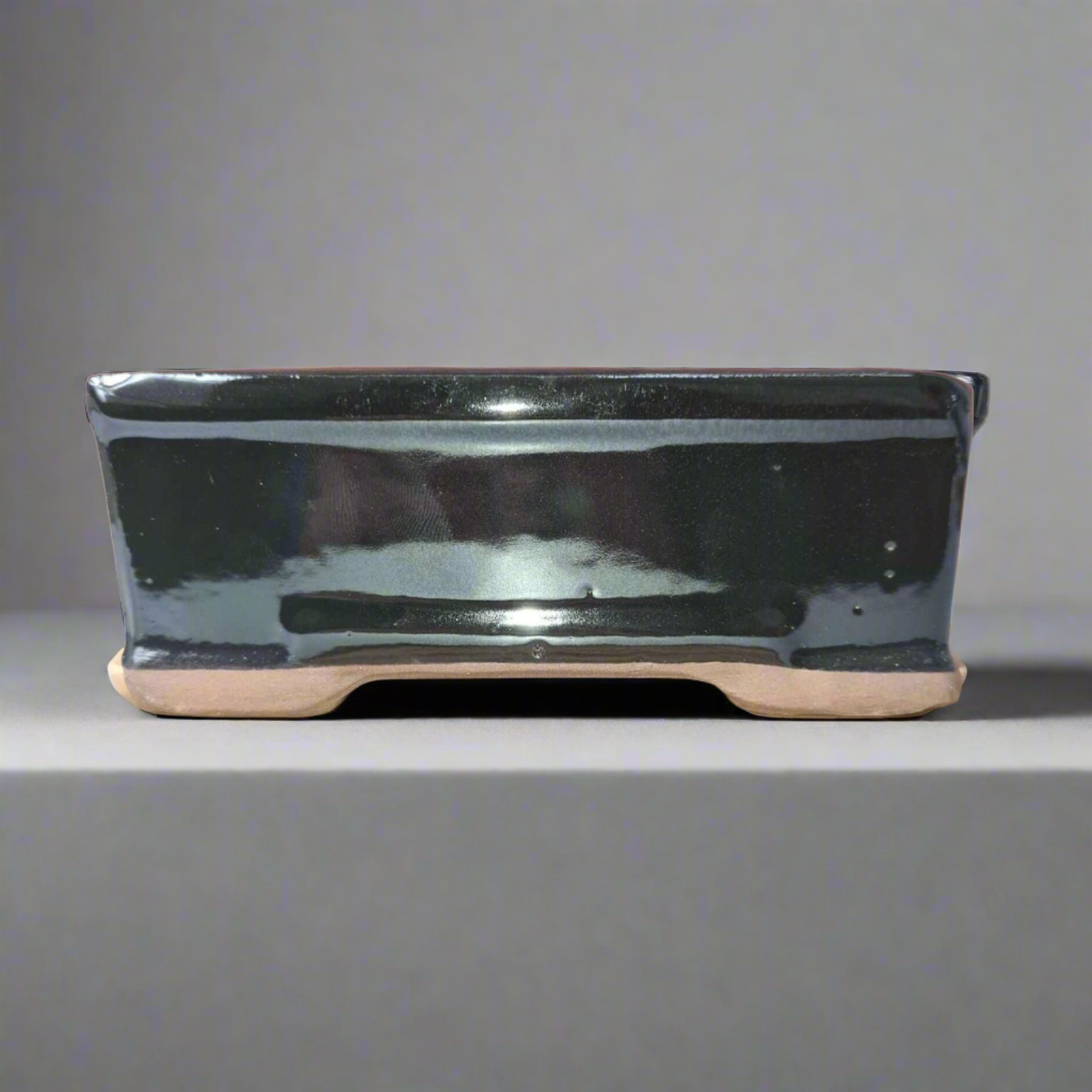 16cm Glazed Bonsai Pot | Rectangle | 16cm x 13cm x 6cm | Black