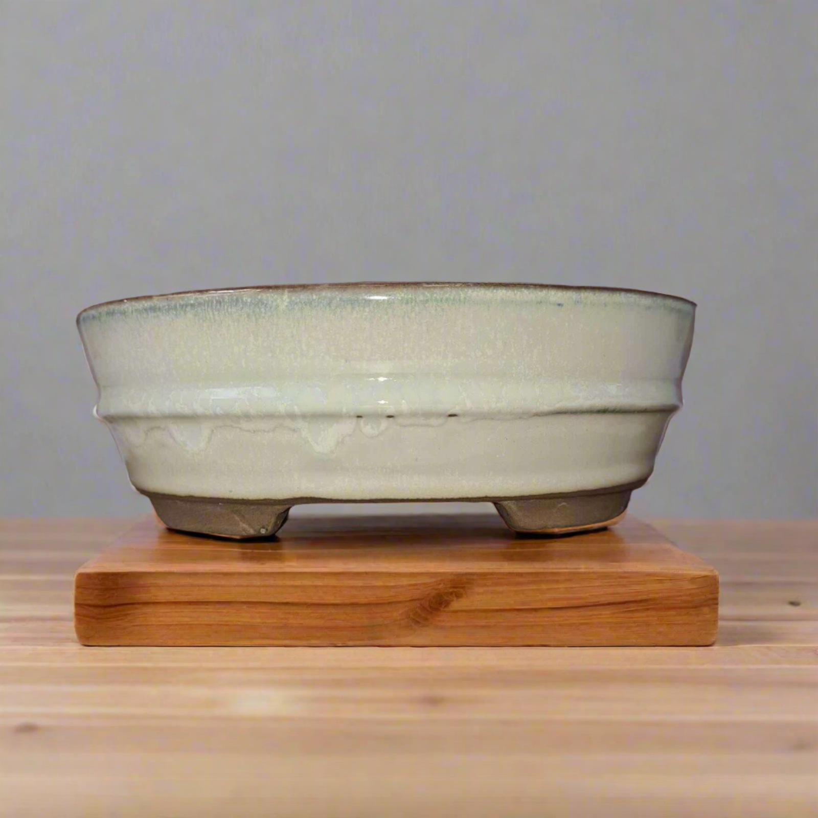 Oval White Glazed Bonsai Pot - 16cm Perfect for Stylish Plant Displays