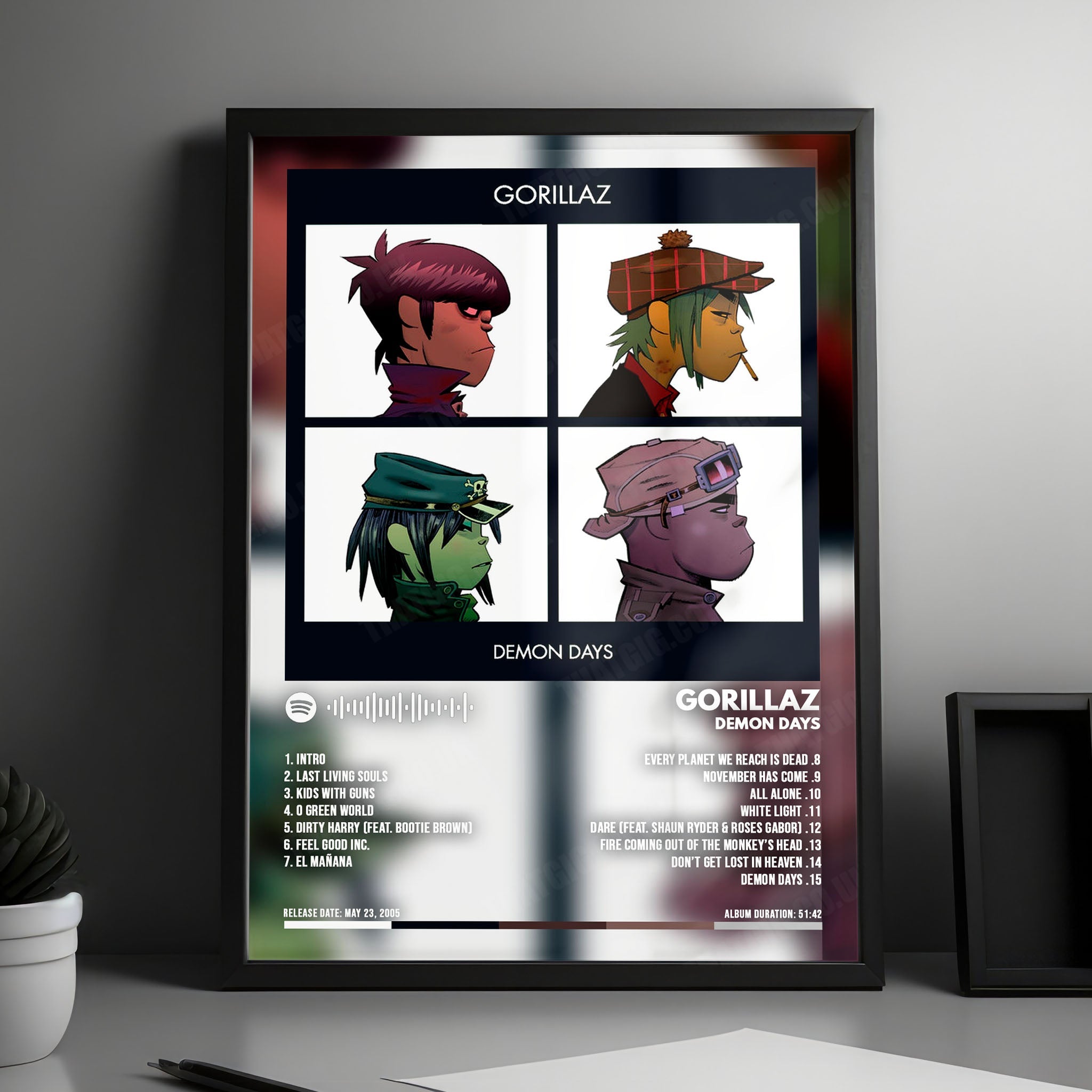 Gorillaz "Demon Days  " Album Cover Poster - with Complete Tracklist