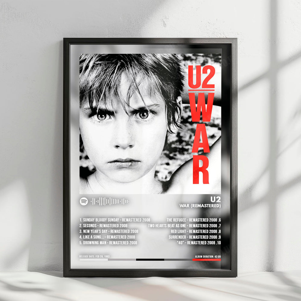 U2 "War" Album Cover Poster - with Complete Tracklist