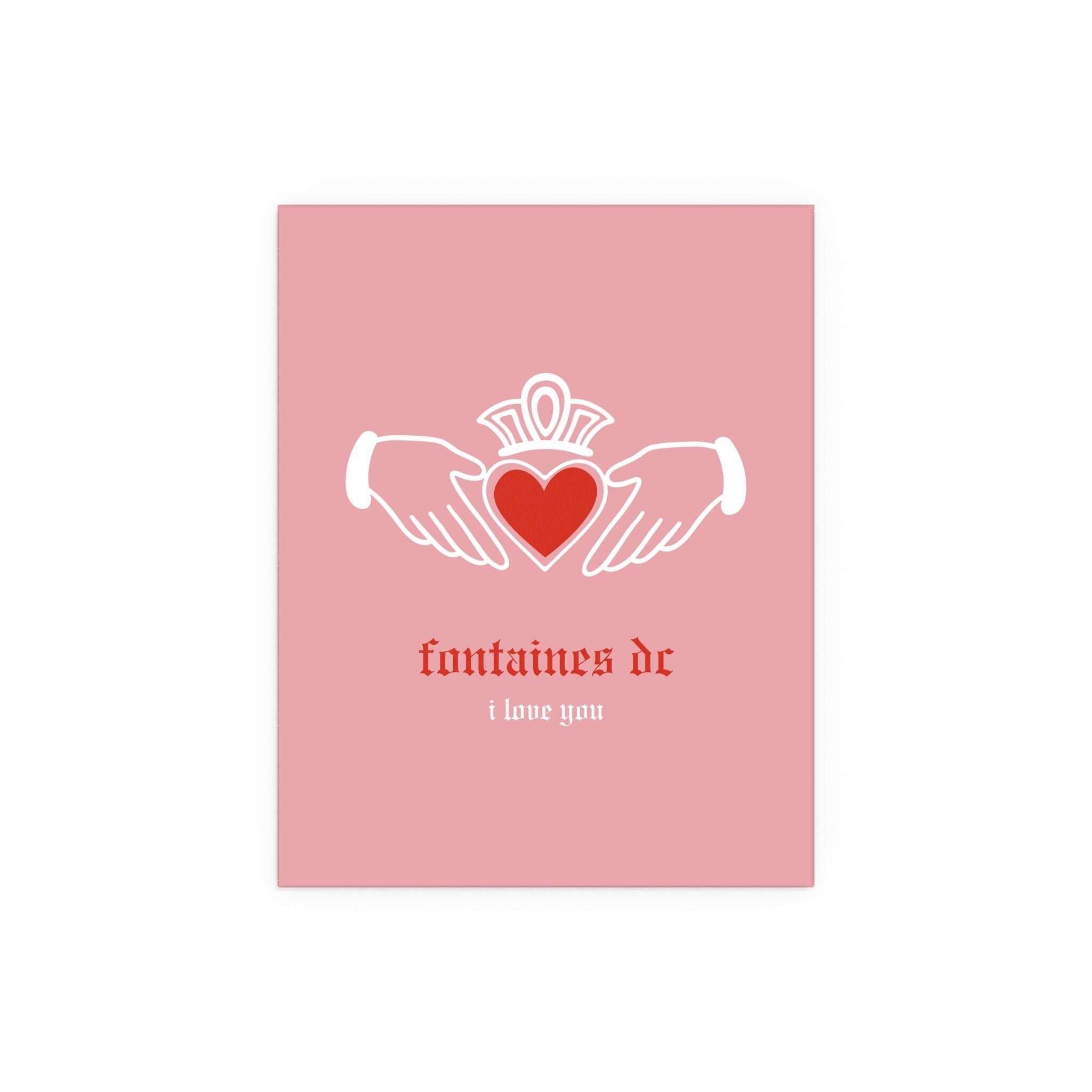 Fontaines DC - I Love You - Irish Claddagh (Pink + Red)