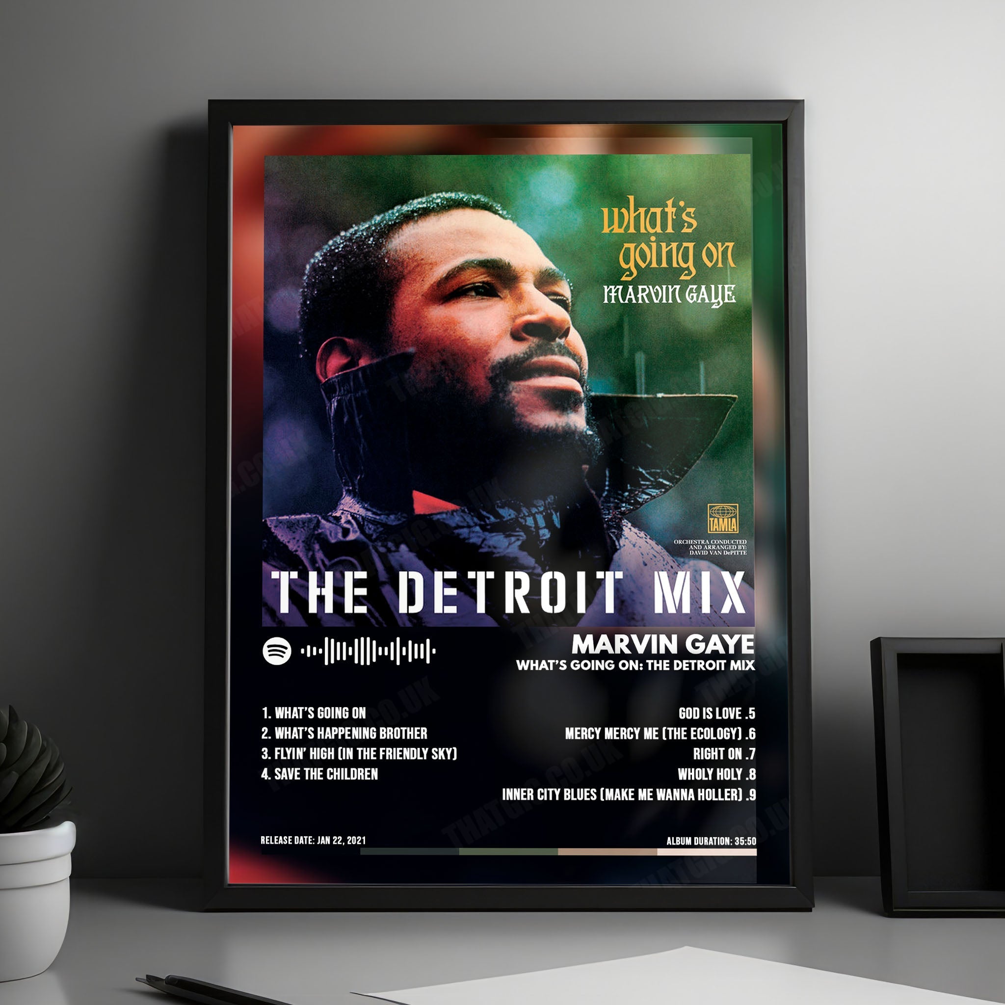 Marvin Gaye "What's Going On  " Album Cover Poster - with Complete Tracklist