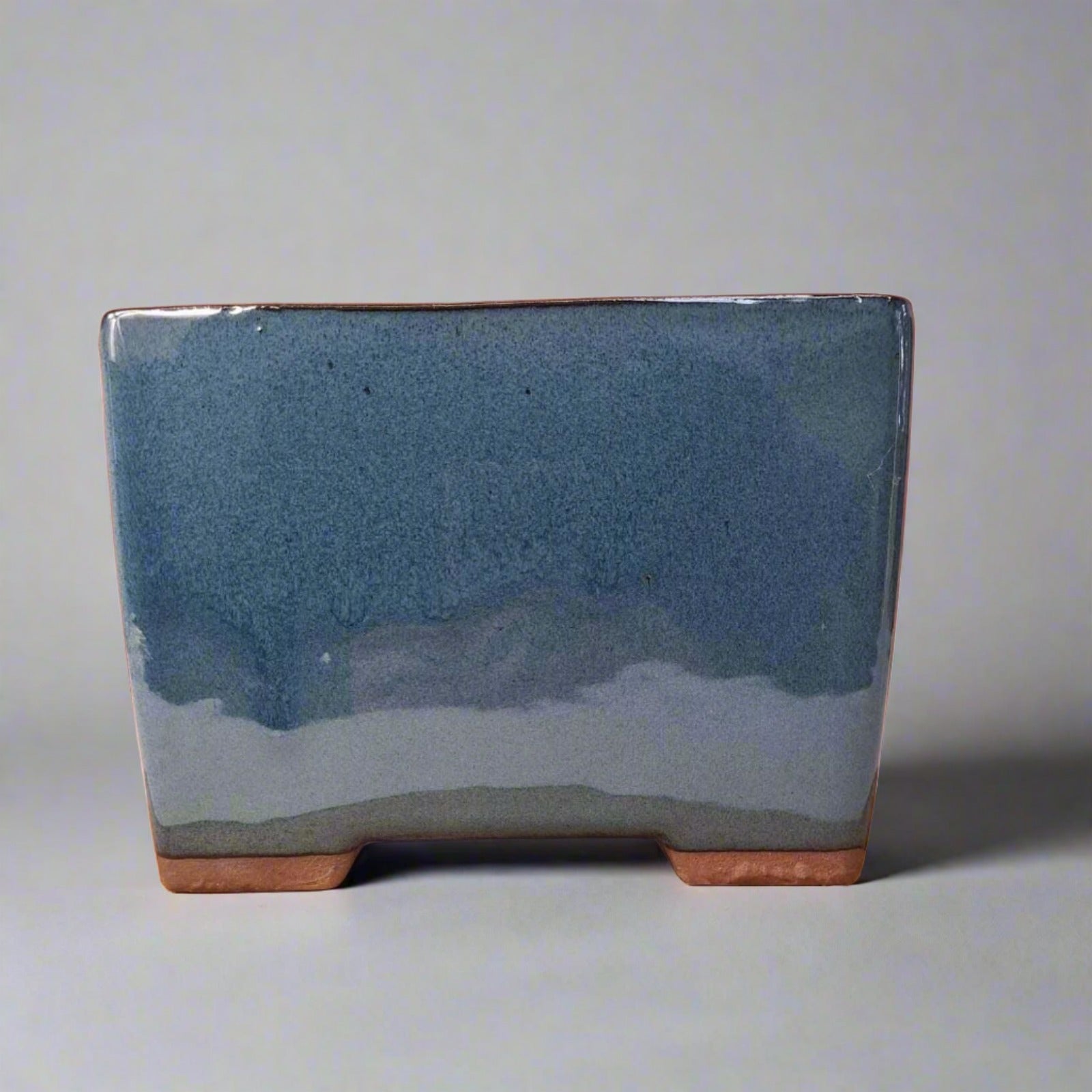 18cm Glazed Cascade Bonsai Pot | Square | 18cm x 18cm x 13cm | Blue