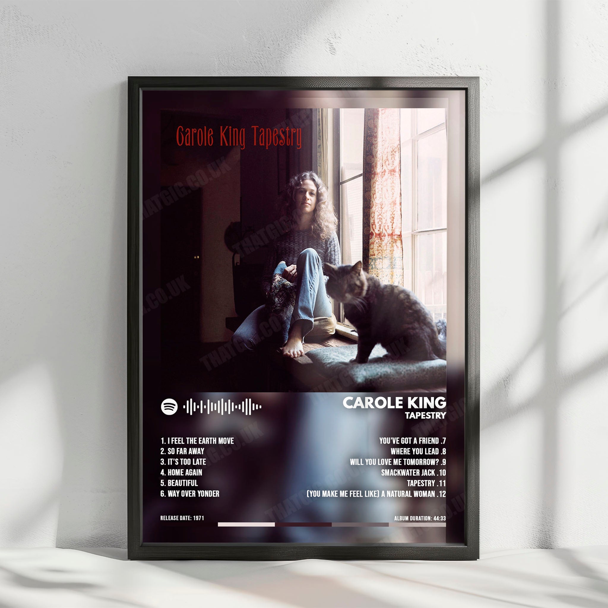 Carole King "Tapestry  " Album Cover Poster - with Complete Tracklist