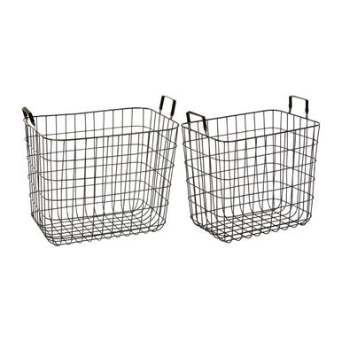 Set of 2 Rowan Black Wire Storage Baskets