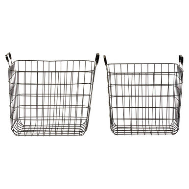 Set of 2 Rowan Black Wire Storage Baskets