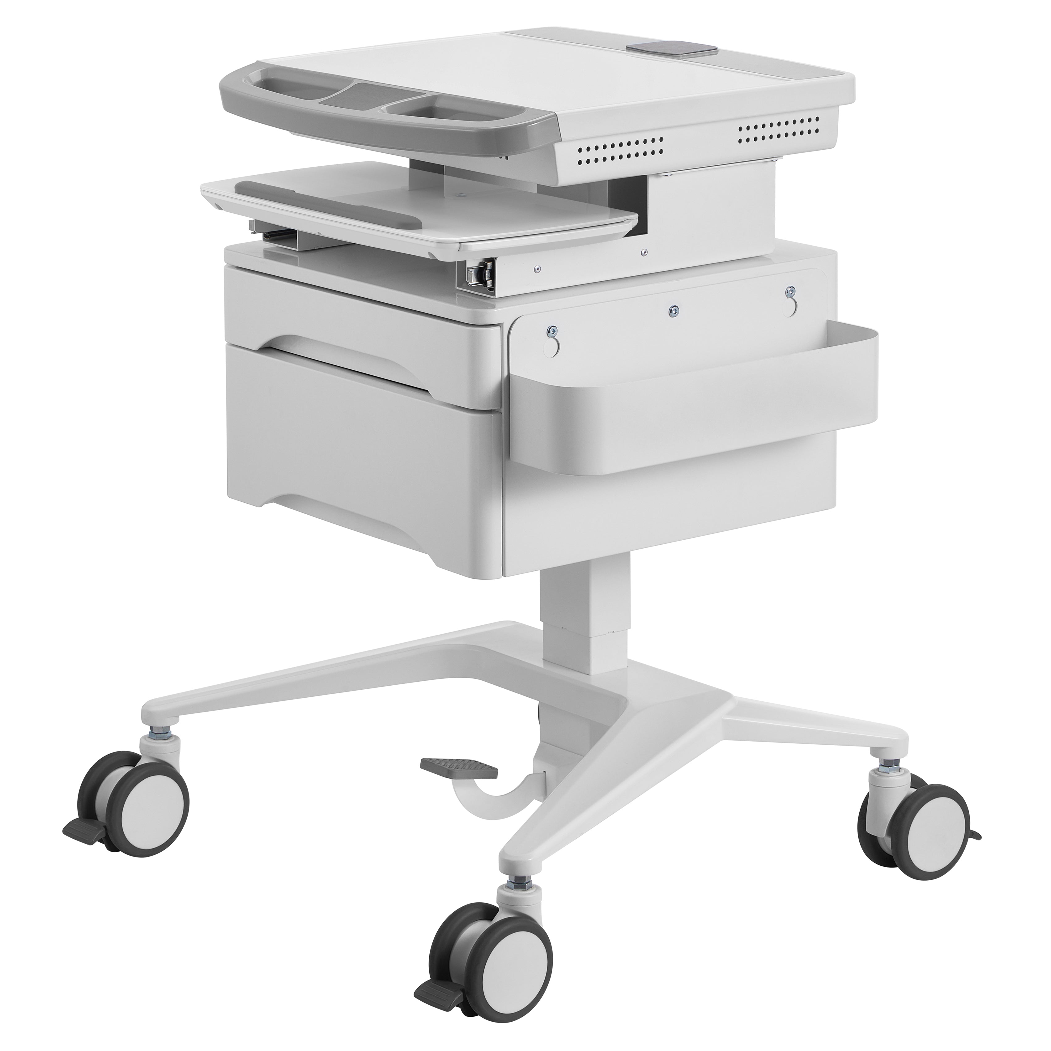 ProperAV Mobile Medical Trolley Cart with Two Drawers