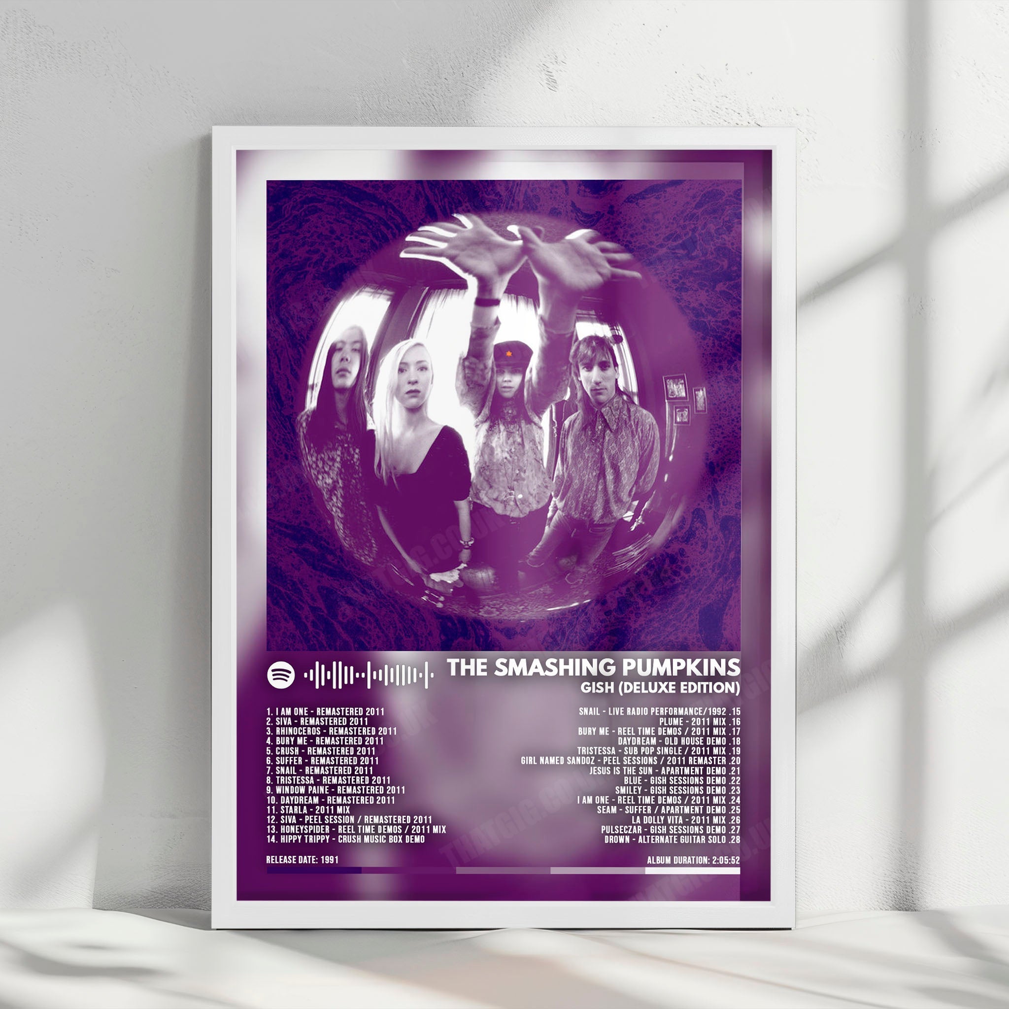 The Smashing Pumpkins "Gish" Album Cover Poster - with Complete Tracklist