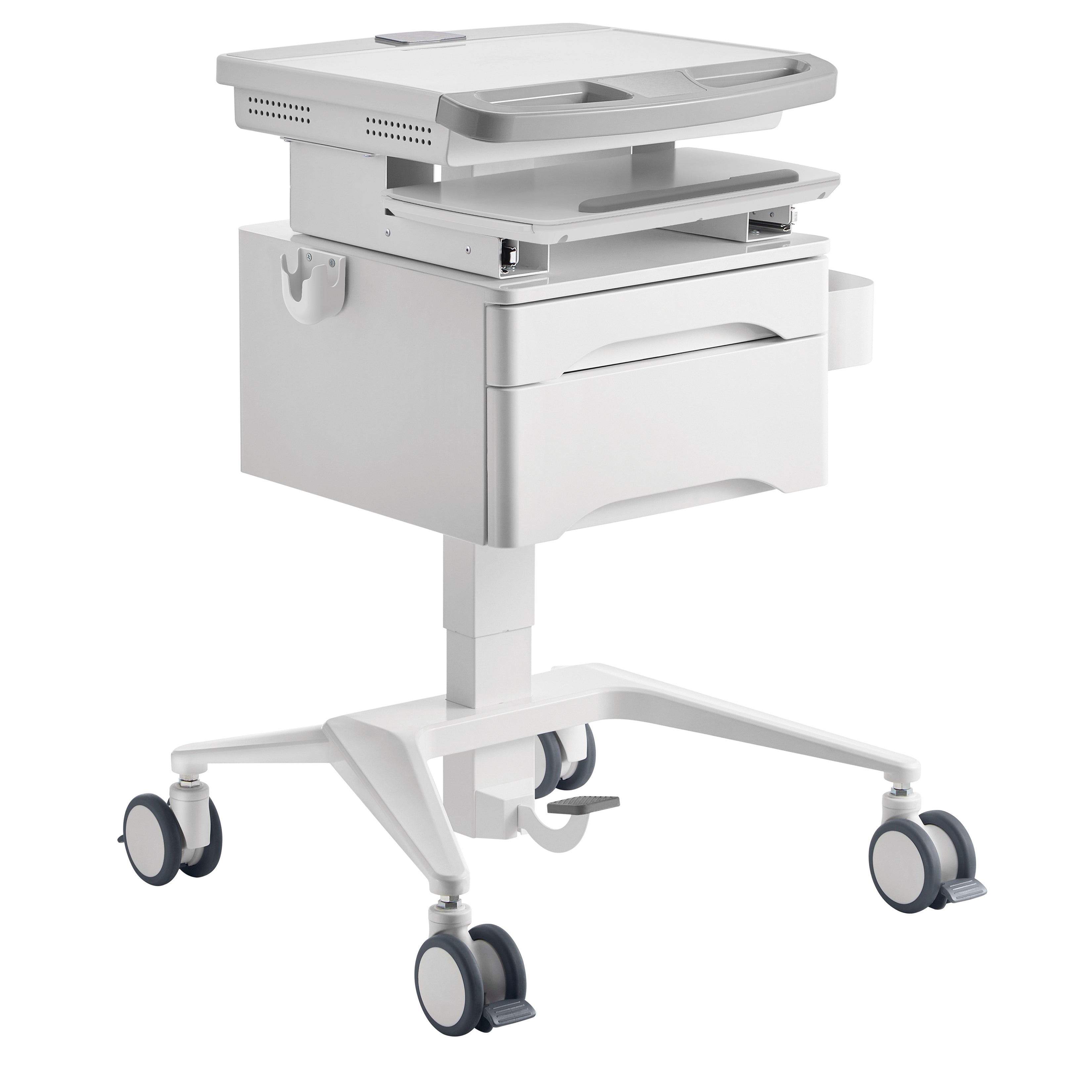 ProperAV Mobile Medical Trolley Cart with Two Drawers