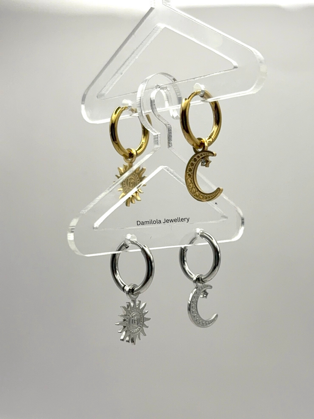 Moon Star Small Huggies Hoop Earrings - Gold/Silver