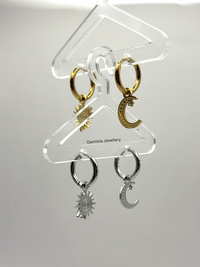 Moon Star Small Huggies Hoop Earrings - Gold/Silver