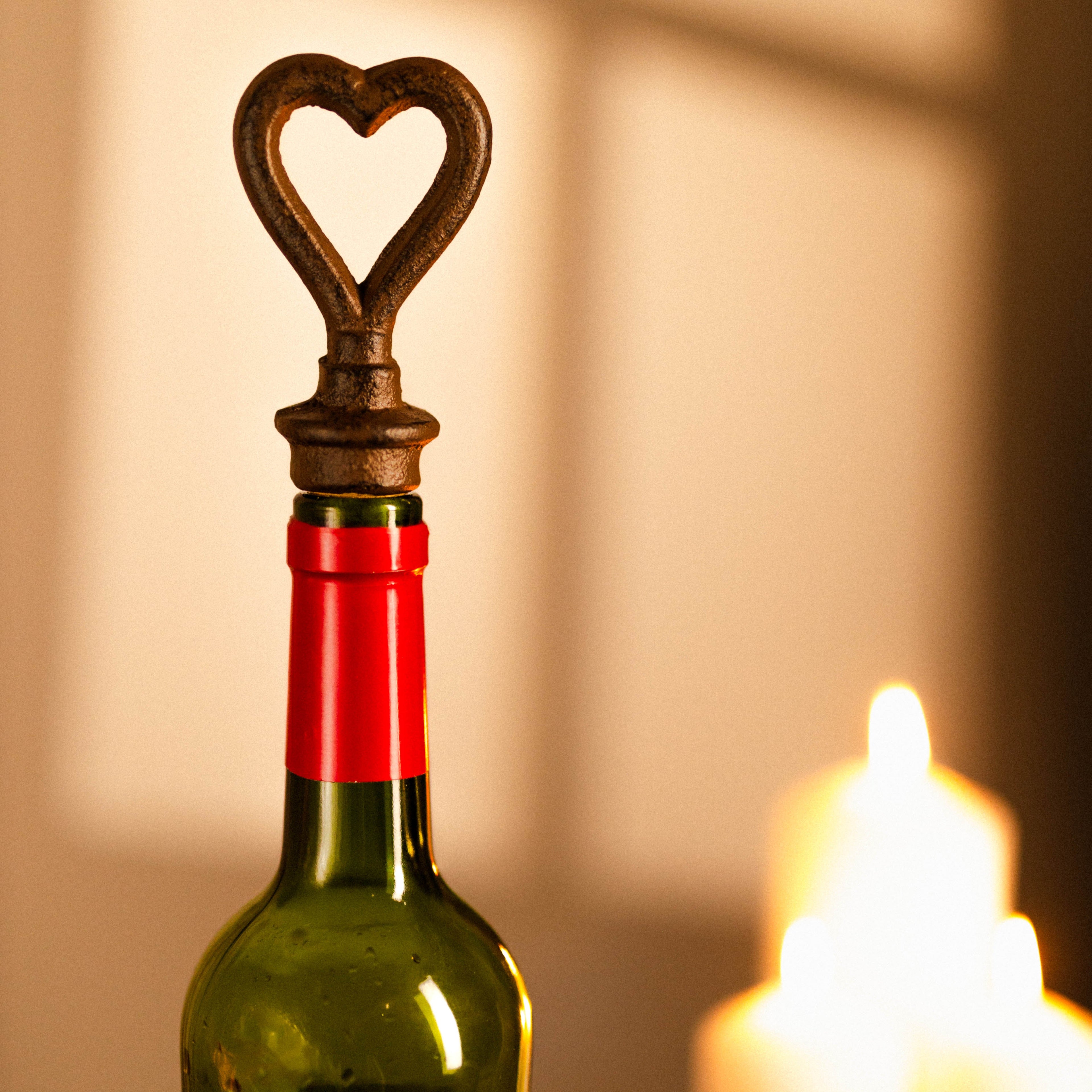 Modern Love Heart Shaped Bottle Stopper Vintage Style Cast Iron