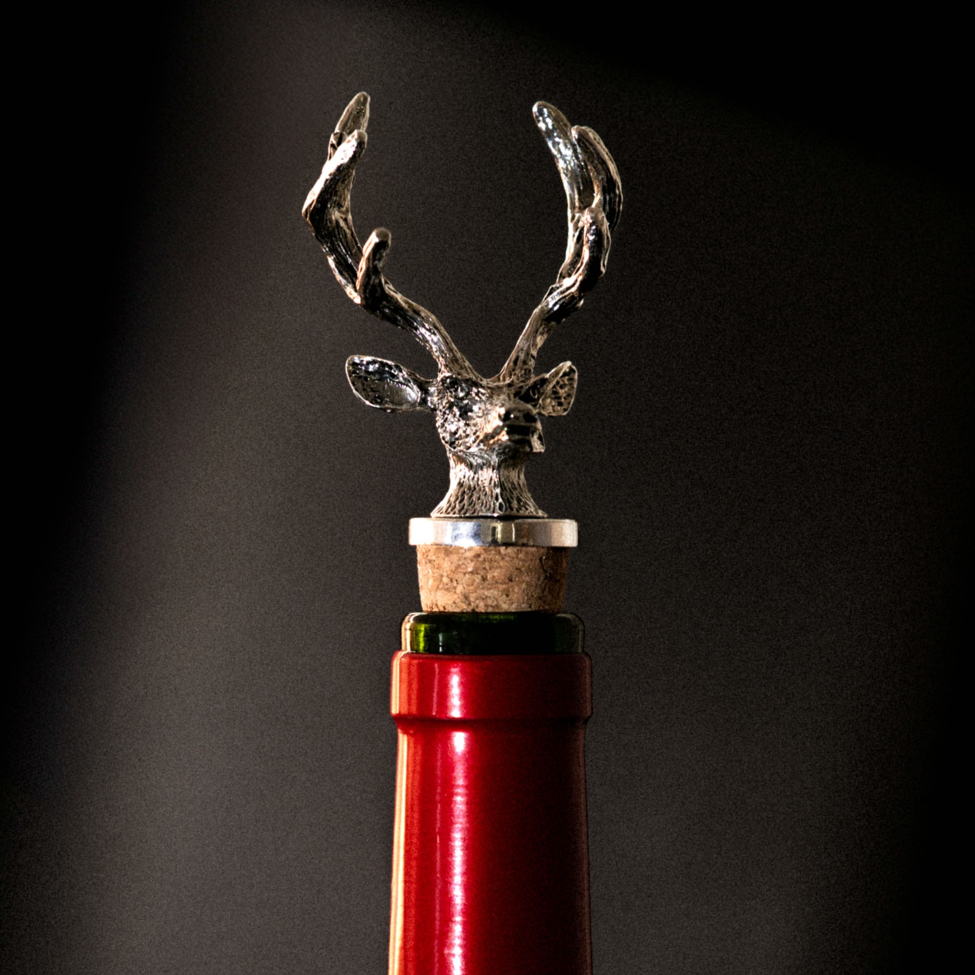 Silver Stag Cork Bottle Stopper