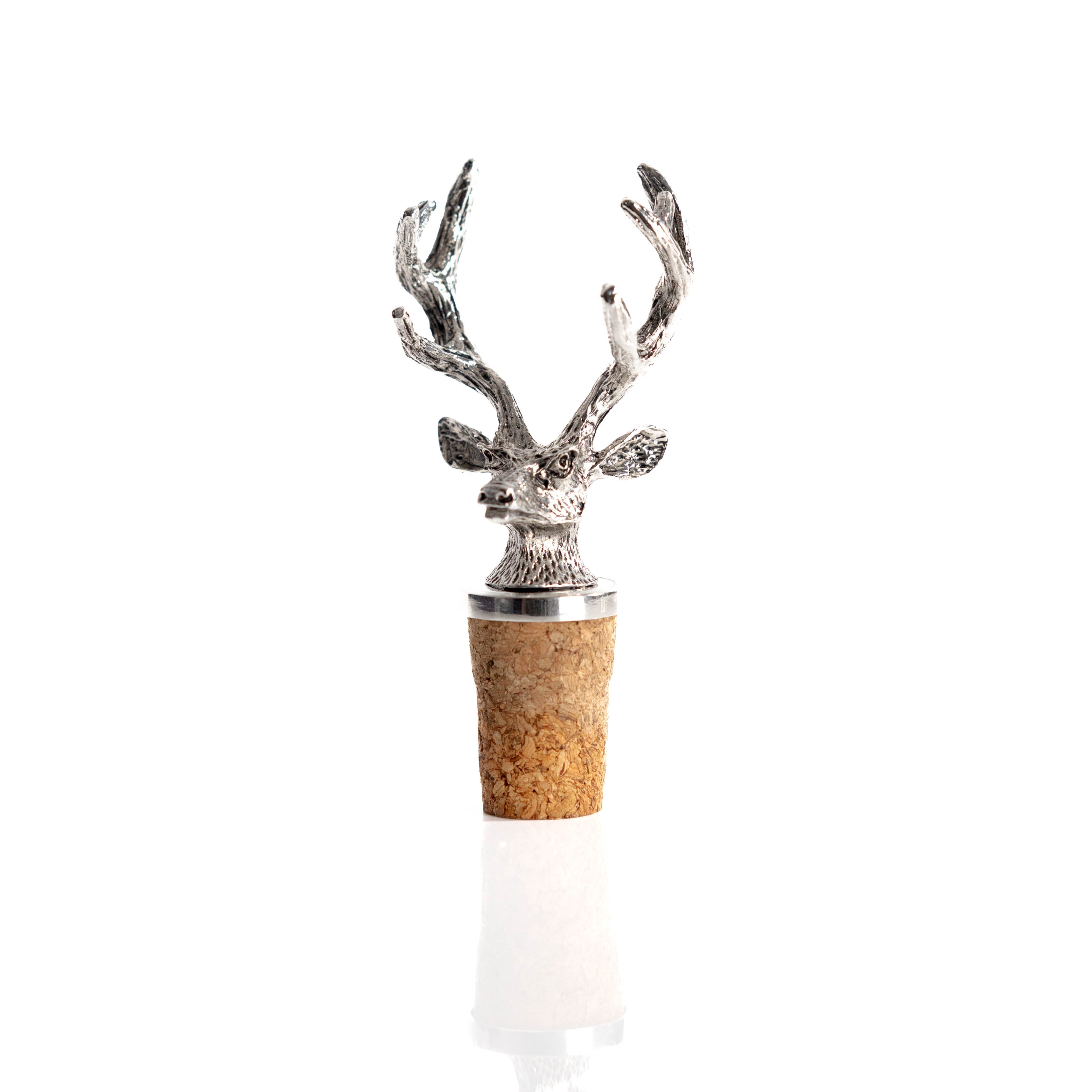 Silver Stag Cork Bottle Stopper