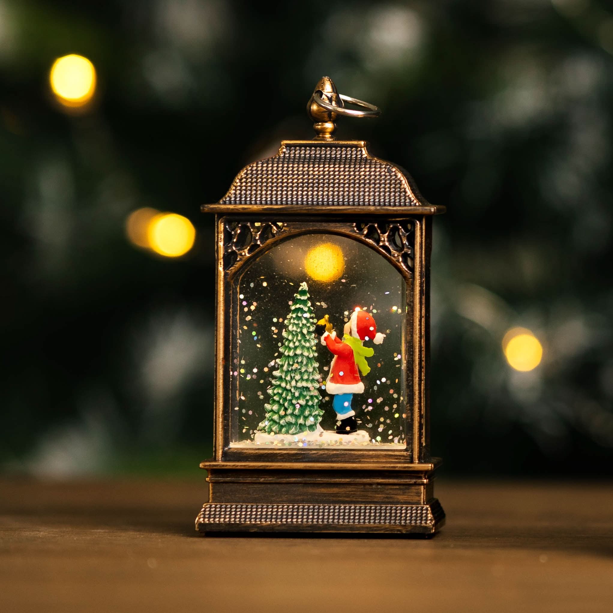 Christmas Snow Globe Lantern Scene Tree Ornament