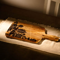 Festive Wooden Holly Berries Cheese Board