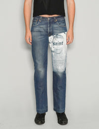 Saint Vintage Levi’s 501 Jeans with Rock Icon Print in Blue