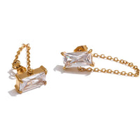 Cleo Luxe 18k Gold Plated Clear Jewel Chain Earrings