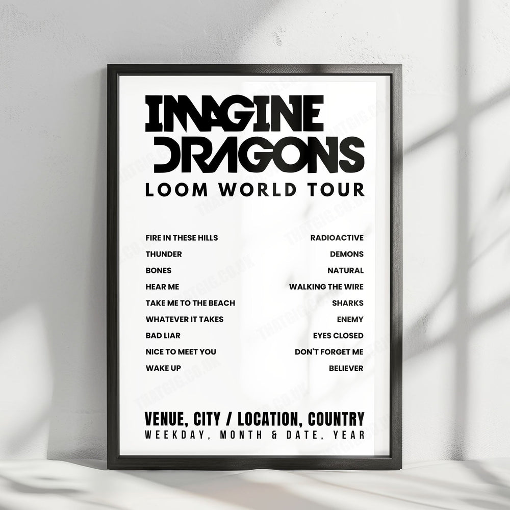 Imagine Dragons Setlist Poster - Thunder Ridge Nature Arena, Ridgedale - September 8th, 2024
