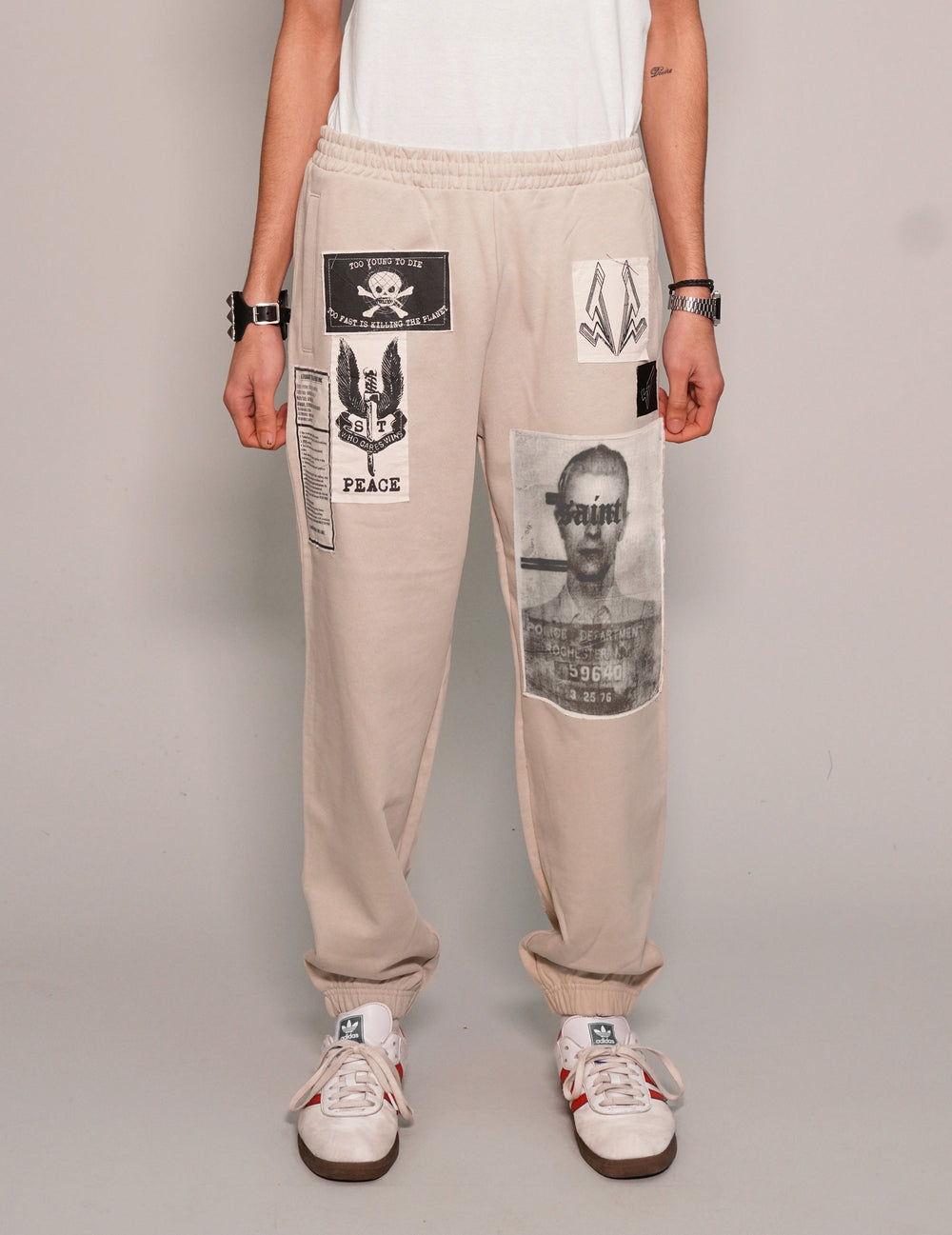 Multi-patch Jogger Pants in Ecru