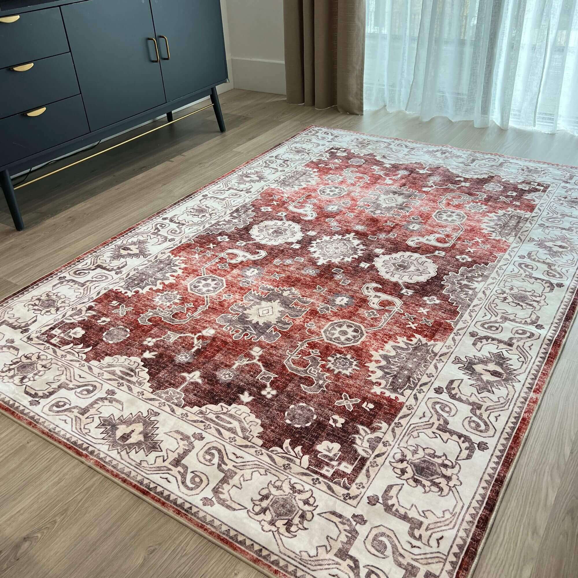 Jasru Vintage Washable Non-Slip Rug for Effortless Style & Comfort