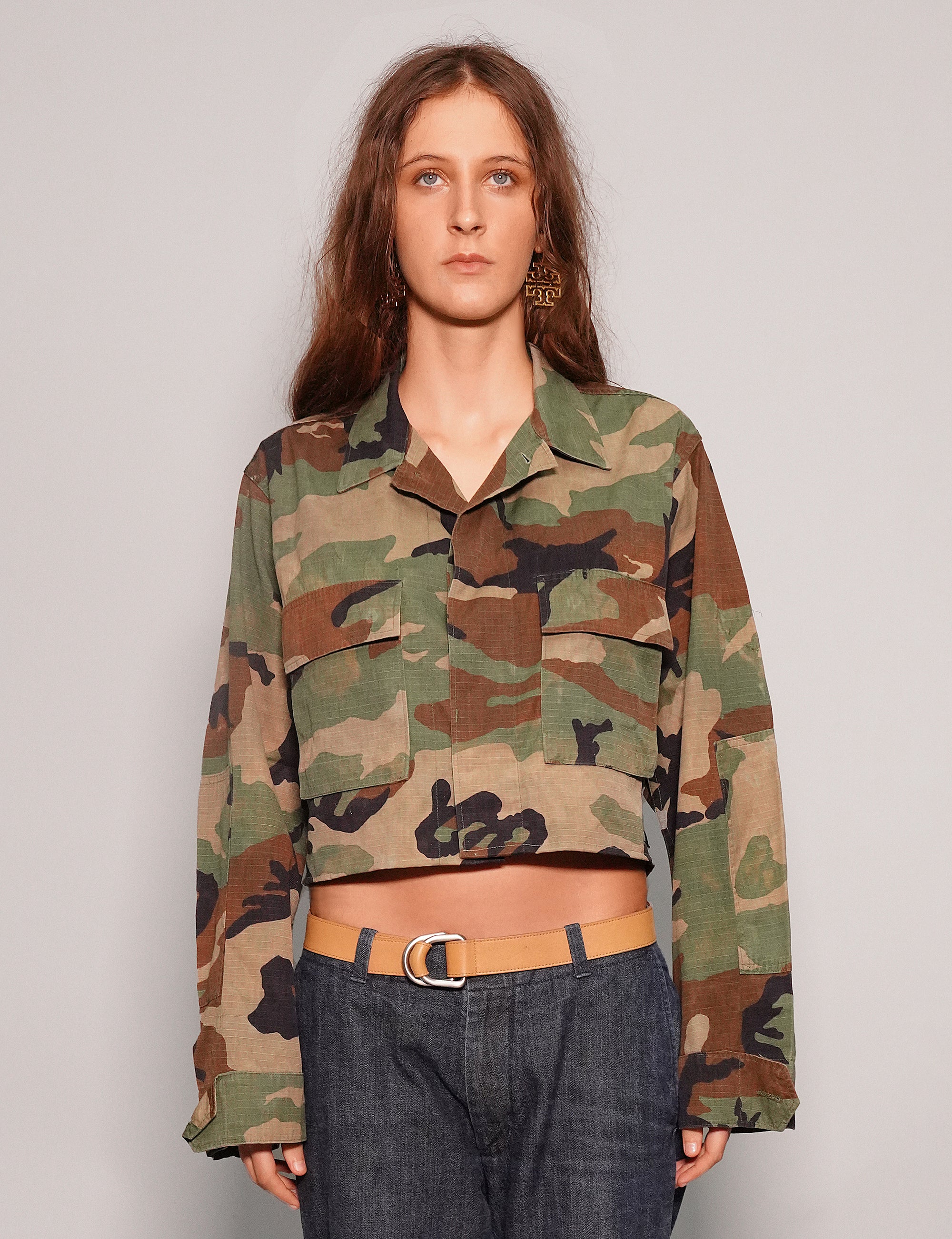 Cropped Party Back Shirt - Gold Sequin - Camo