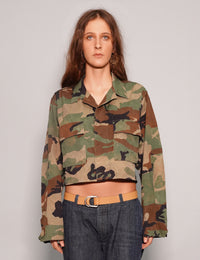 Cropped Party Back Shirt - Gold Sequin - Camo