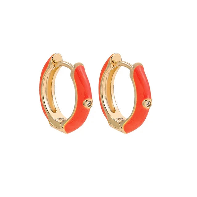Clemmie Orange Mini Huggie Hoop Earrings