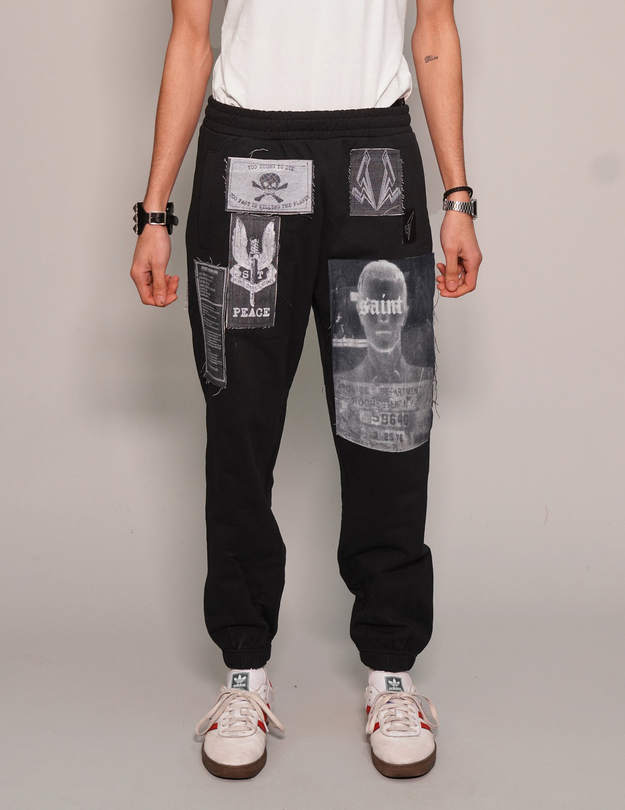 Multi-Patch Jogger Pants in Black