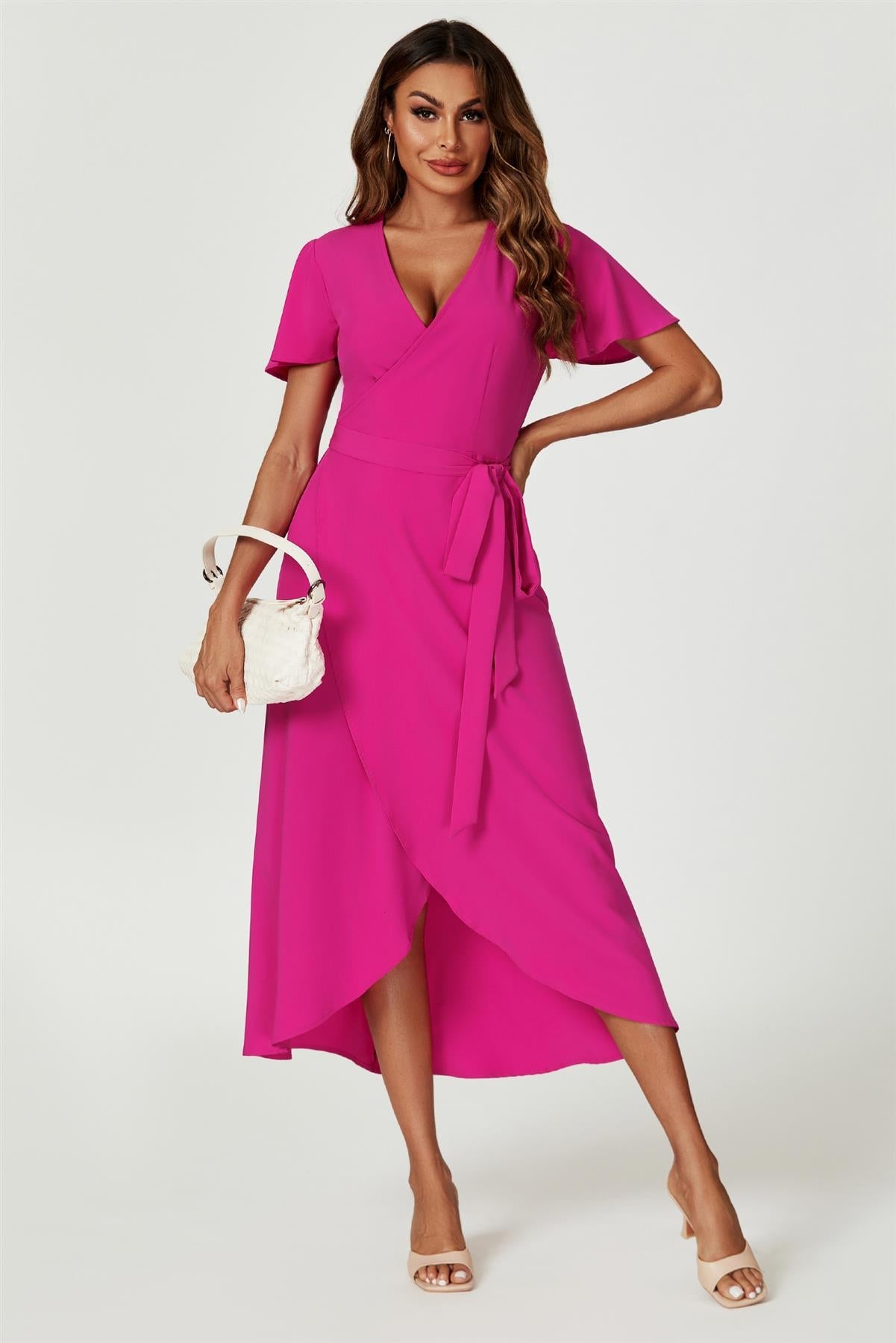 Wrap Dress In Magenta