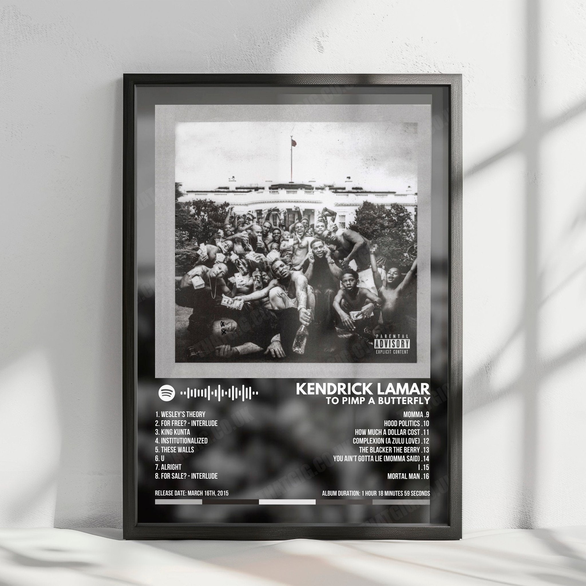 Kendrick Lamar "To Pimp A Butterfly" Album Cover Poster - with Complete Tracklist