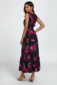 Floral Print Halterneck Maxi Dress In Black