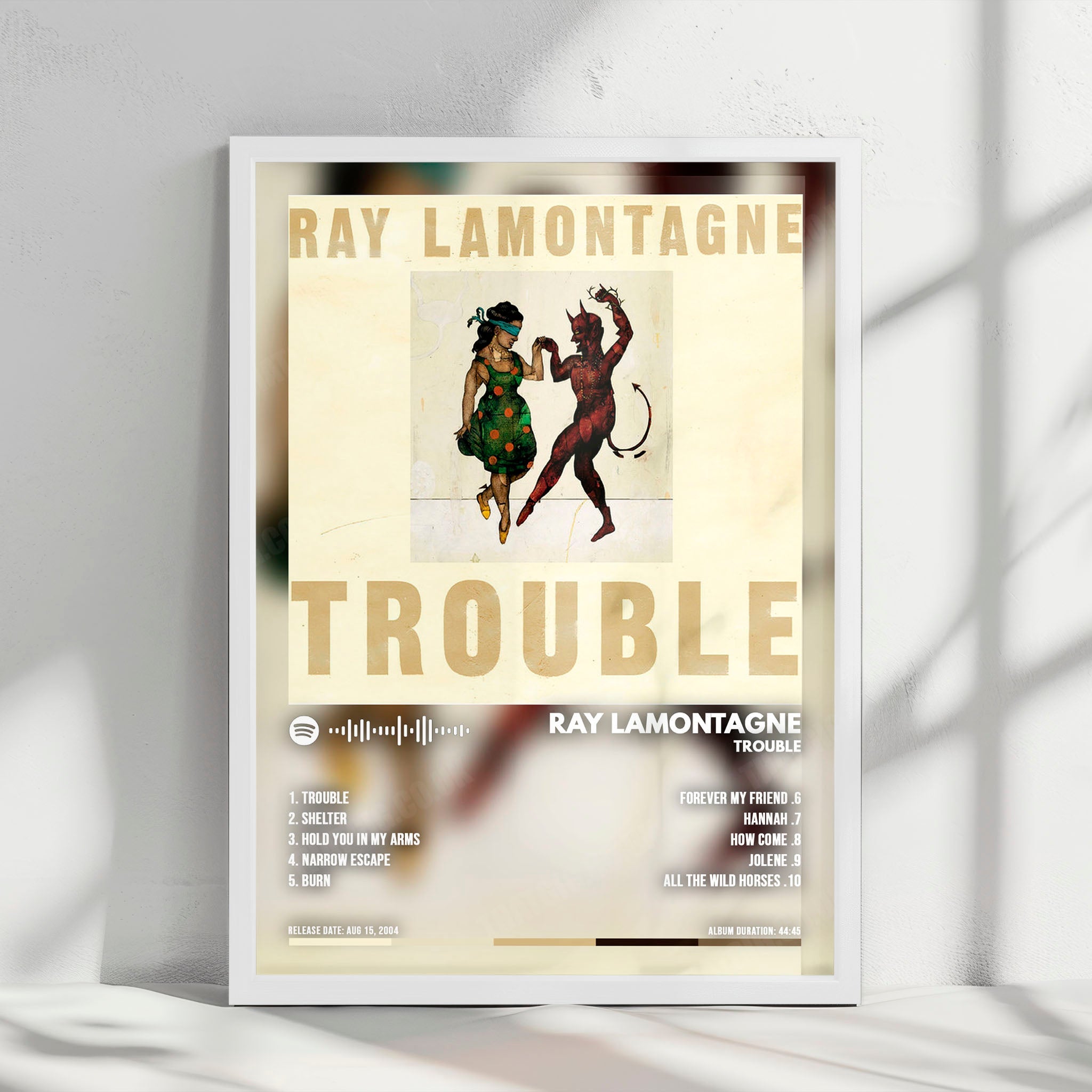 Ray LaMontagne "Trouble" Album Cover Poster - with Complete Tracklist
