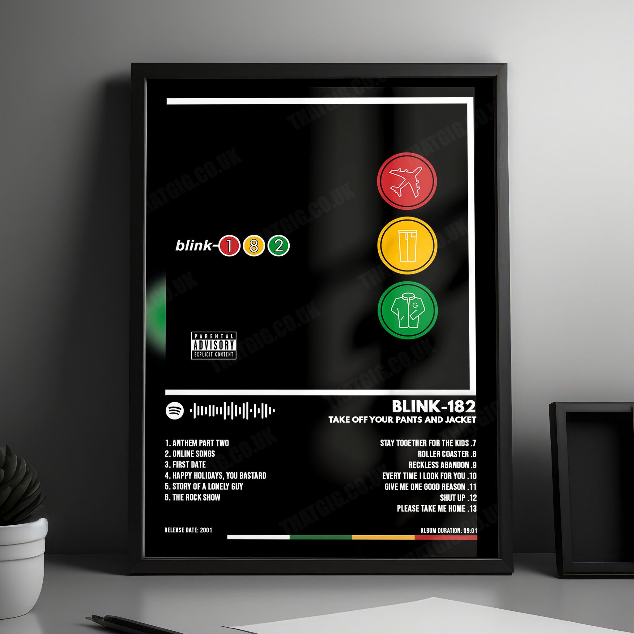 Blink-182 "Take Off Your Pants and Jacket" Album Cover Poster - with Complete Tracklist