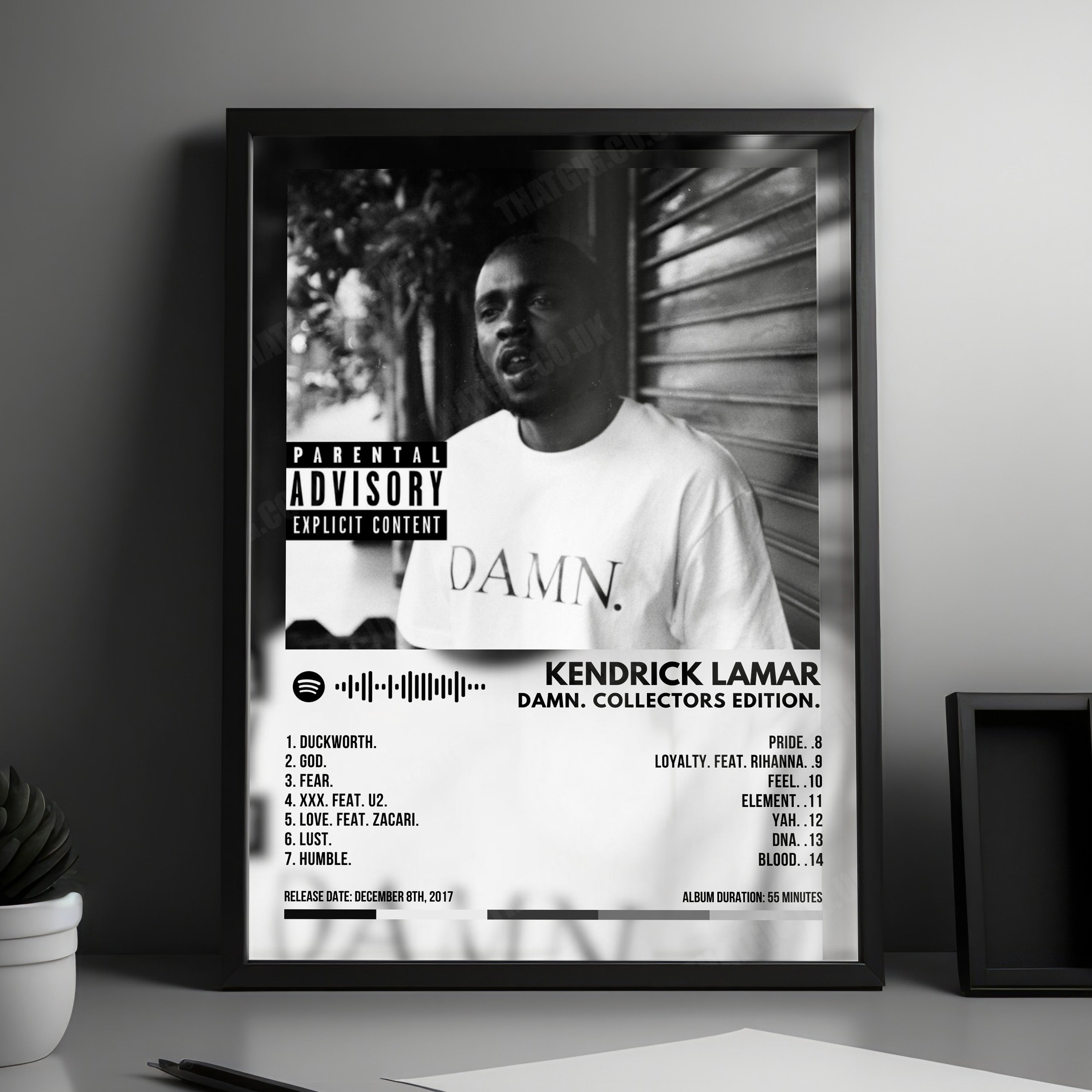 Kendrick Lamar "DAMN. Collectors Edition" Album Cover Poster - with Complete Tracklist