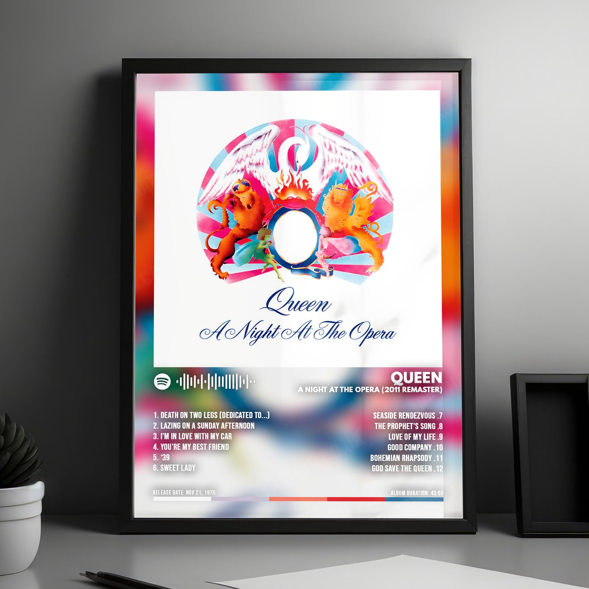 Queen "A Night at the Opera" Album Cover Poster - with Complete Tracklist