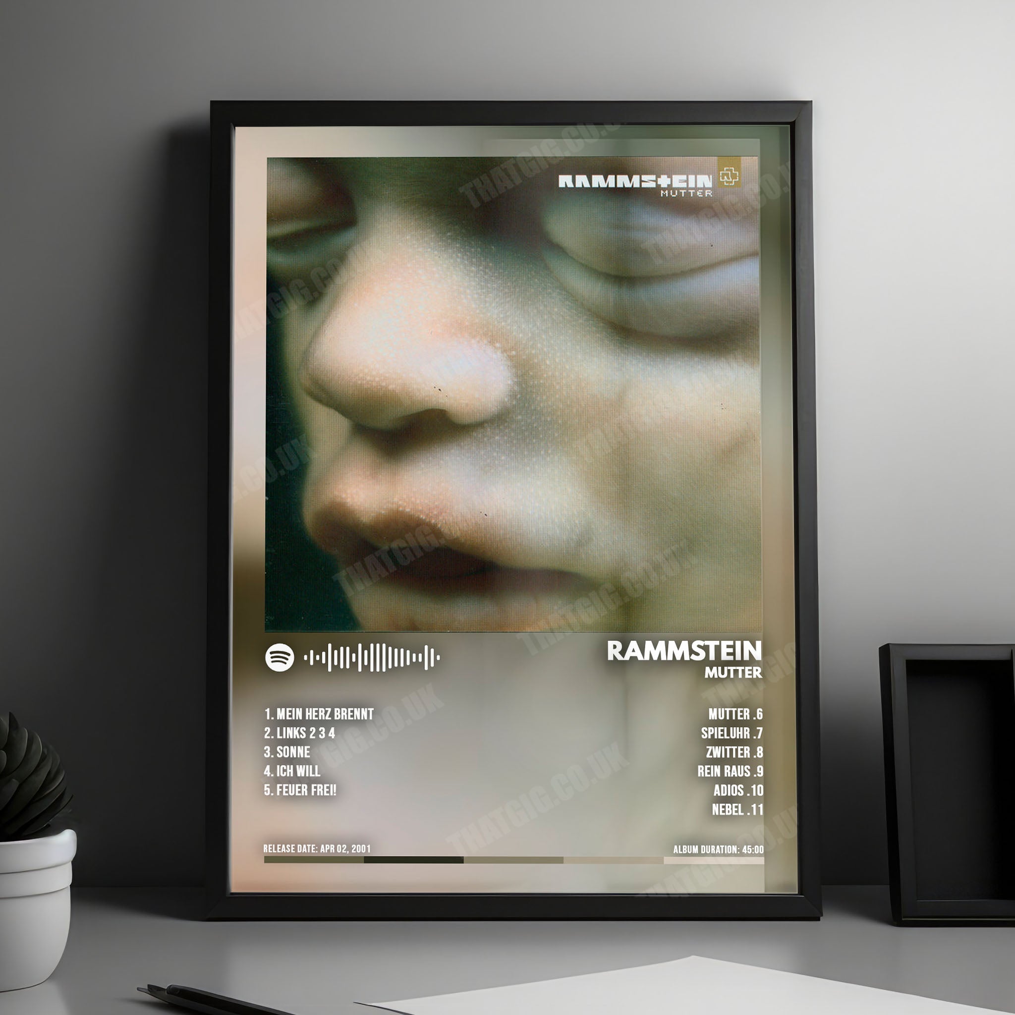 Rammstein "Mutter" Album Cover Poster - with Complete Tracklist